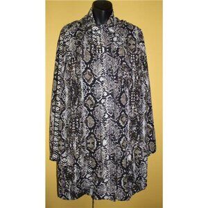 Signature Studio Woman 2x Animal Print Full Zip Hooded Tunic Top Jacket Blouse